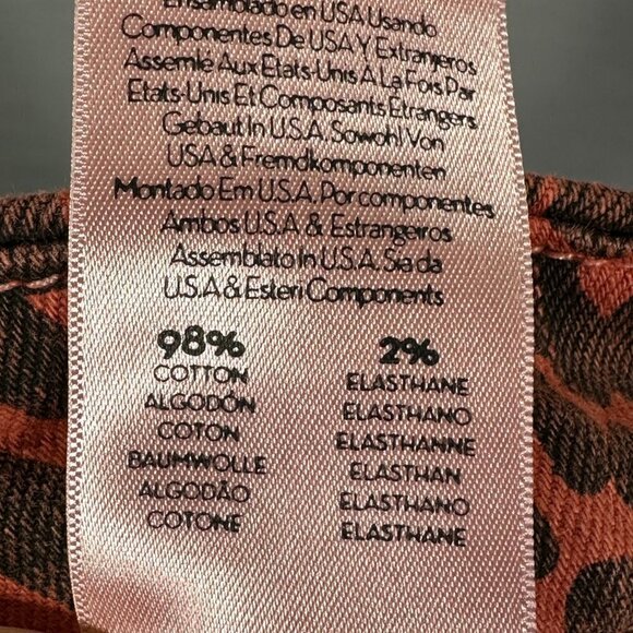 Mother Jeans Women 27 High Waisted Looker Ankle Fray Orange Stretch Animal Print - Picture 12 of 12